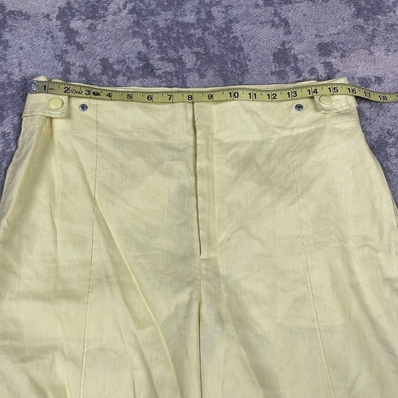 New Vince High Waist Tailored Utility Trouser Pants Pomelo Yellow Linen Sz 10 - Picture 10 of 16